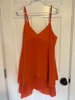 Alice + Olivia Vibrant Orange Spaghetti-Strap Dress
